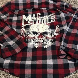 Mac Tools Men's Red and Black Button Down Shirt